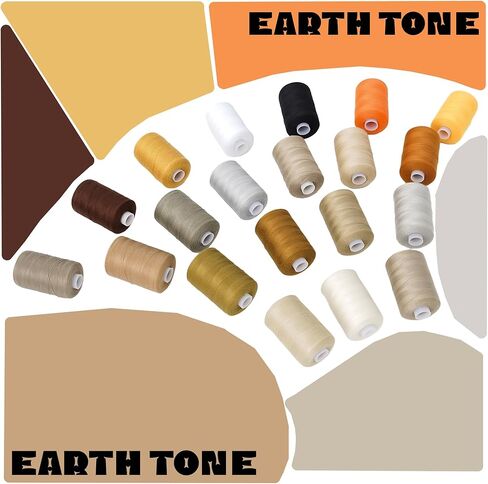Sewing Thread Kit 20 Colors Polyester Sewing Thread Earth Tone Color Series 1000 Yards Per Spool for Hand Sewing,Quilting,Sewing Machine and Embroidery Use in Kuwait