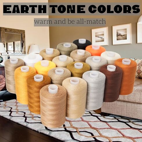 Sewing Thread Kit 20 Colors Polyester Sewing Thread Earth Tone Color Series 1000 Yards Per Spool for Hand Sewing,Quilting,Sewing Machine and Embroidery Use in Kuwait