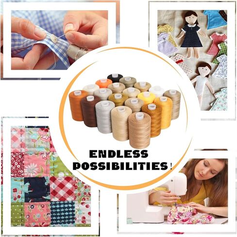 Sewing Thread Kit 20 Colors Polyester Sewing Thread Earth Tone Color Series 1000 Yards Per Spool for Hand Sewing,Quilting,Sewing Machine and Embroidery Use in Kuwait