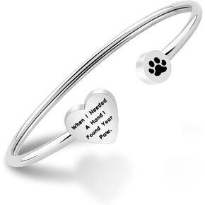 PLITI Dog Lovers Paw Print Bangle Bracelet When I Needed A Hand I Found Your Paw Bracelet For Dog Mom