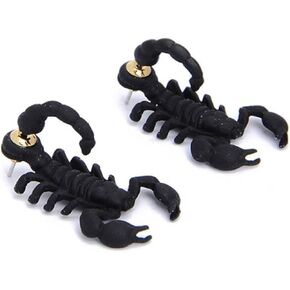 MALOYANVE Punk 3D Scorpion Animal Stud Earrings for Women Girls Creative Funny Fashion Double Sided Halloween Handcraft Polymer Clay Animal Personalized Black Scorpion Earrings For Men Women Girls