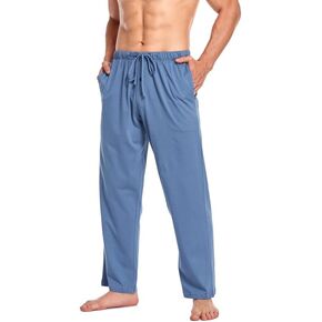 COLORFULLEAF 100٪ قطن بيجامة السراويل للرجال لينة الصالة النوم متماسكة أسفل مع جيوب in Kuwait