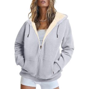BWQ Womens Fleece Hoodies Zip Up Casual Lined hoodies for Winter