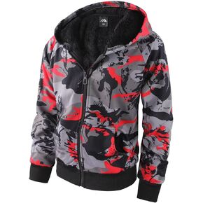 OHSNMAKSL Boys Hoodie Fleece Sherpa Lined Jacket Zip Up Sweatshirt Kids Warm Outerwear Coat