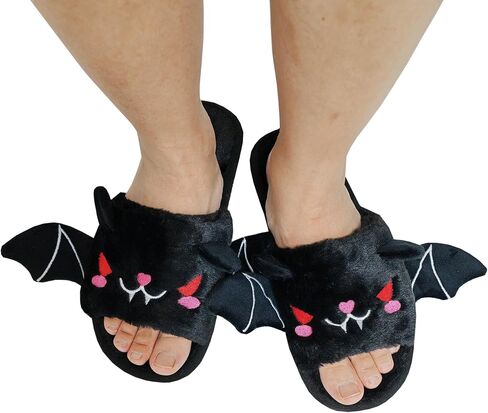 Halloween Bat Animal Slippers Soft Plush Cozy Open Toe Women Indoor or Outdoor Fuzzy Slippers Halloween Gifts For Girls Women Girlfriend in Saudi Arabia