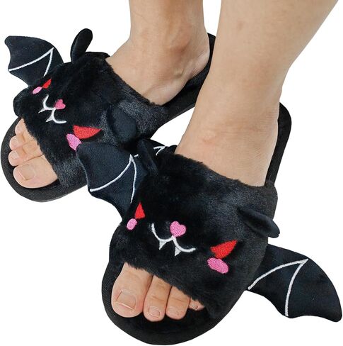 Halloween Bat Animal Slippers Soft Plush Cozy Open Toe Women Indoor or Outdoor Fuzzy Slippers Halloween Gifts For Girls Women Girlfriend in Saudi Arabia