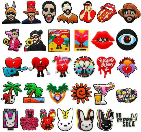 32 قطعة من شارباني كروك تشارمز للبنات الأولاد، ملحقات أحذية من البولي فينيل كلورايد للنساء والرجال، سوار معصم أحذية زينة للمراهقين عيد الفصح والهالوين هدية حفلة عيد ميلاد مفيدة، بلاستيك, بلاستيك in Kuwait