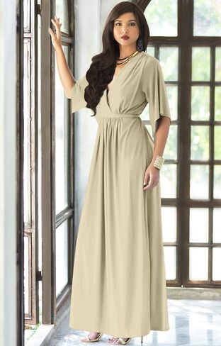 KOH KOH Womens Kaftan Short Sleeve Empire Waist Flowy V-Neck in Kuwait