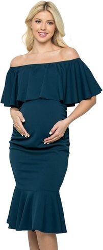 فستان حورية البحر للنساء من My Bump - فستان حمل حورية البحر مكشكش بدون أكتاف (صنع في الولايات المتحدة الأمريكية) in Kuwait