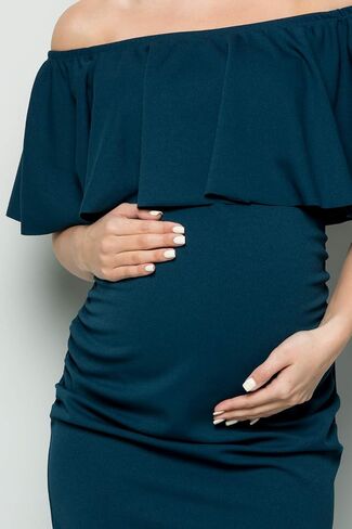 فستان حورية البحر للنساء من My Bump - فستان حمل حورية البحر مكشكش بدون أكتاف (صنع في الولايات المتحدة الأمريكية) in Kuwait