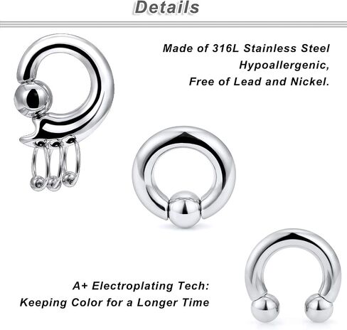 Ocptiy 6G 8G 12G 14G 16G 18G Hinged Septum Rings Gauges Tunnels Plugs Earrings Stretching kit Surgical Steel Hinged Eyebrow Lip Belly Ring Cliker Helix Tragus Daith Rook Earrings Stretcher in Saudi Arabia
