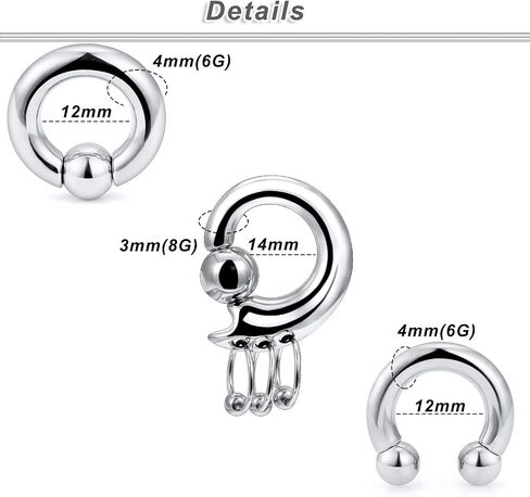 Ocptiy 6G 8G 12G 14G 16G 18G Hinged Septum Rings Gauges Tunnels Plugs Earrings Stretching kit Surgical Steel Hinged Eyebrow Lip Belly Ring Cliker Helix Tragus Daith Rook Earrings Stretcher in Saudi Arabia