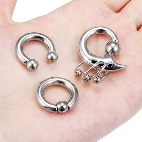 Ocptiy 6G 8G 12G 14G 16G 18G Hinged Septum Rings Gauges Tunnels Plugs Earrings Stretching kit Surgical Steel Hinged Eyebrow Lip Belly Ring Cliker Helix Tragus Daith Rook Earrings Stretcher in Saudi Arabia