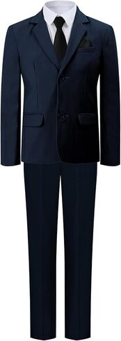 A&J DESIGN Boys 7-Piece Formal Suit Ring Bearer Outfit with Dress Shirt, Jacket, Vest, Pants, Tie, Bowtie and Pocket Square in Kuwait