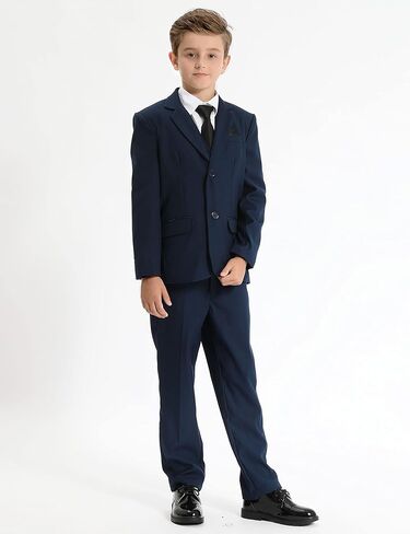 A&J DESIGN Boys 7-Piece Formal Suit Ring Bearer Outfit with Dress Shirt, Jacket, Vest, Pants, Tie, Bowtie and Pocket Square in Kuwait