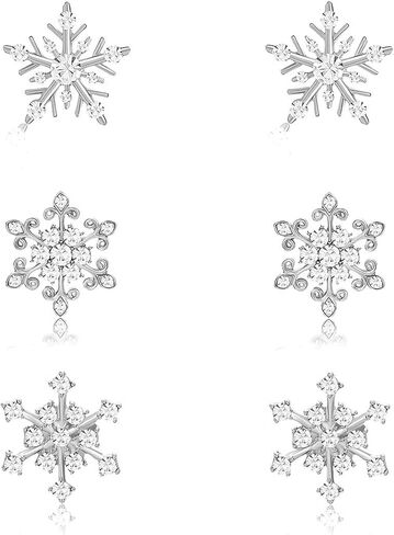 CEALXHENY أقراط ندفة الثلج للنساء الفتيات حجر الراين كريستال عيد الميلاد ندفة الثلج أقراط مجموعة أقراط حفلة عيد هدية مجموعة مجوهرات in Saudi Arabia