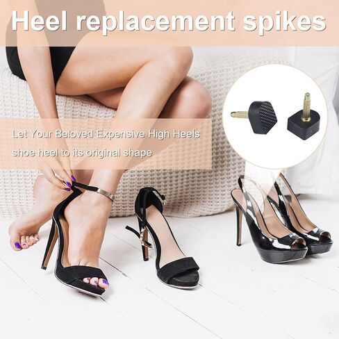 BIGGCOOL Heel Replacement Tips for Women High Heel Shoes, Round and Square Heel Repair Caps With Stiletto Remove Pliers in Kuwait
