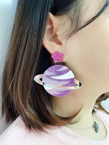 HMISRULE Space Earrings Galaxy Planet Saturn Large Dangle Earrings Acrylic Drop Earrings Statement Earring Jewelry for Woman Girls in Saudi Arabia