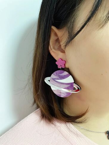 HMISRULE Space Earrings Galaxy Planet Saturn Large Dangle Earrings Acrylic Drop Earrings Statement Earring Jewelry for Woman Girls in Saudi Arabia