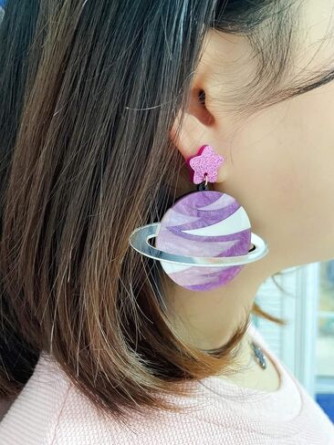 HMISRULE Space Earrings Galaxy Planet Saturn Large Dangle Earrings Acrylic Drop Earrings Statement Earring Jewelry for Woman Girls in Saudi Arabia