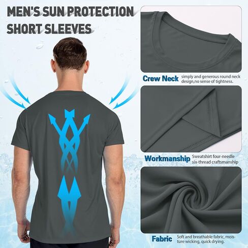 تي شيرت رجالي للسباحة من MEETYOO بأكمام قصيرة بعامل حماية من الشمس 50+ in Kuwait