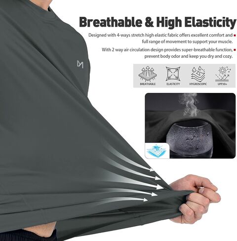 تي شيرت رجالي للسباحة من MEETYOO بأكمام قصيرة بعامل حماية من الشمس 50+ in Kuwait