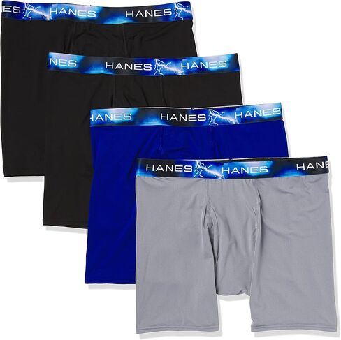 Hanes Ultimate Men's Sport X-Temp Ultra Lightweight Long Leg Boxer Brief 4-Pack, Assorted, Small in Saudi Arabia
