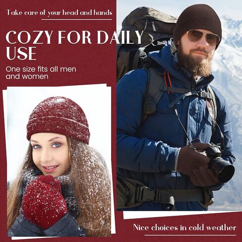 24 Pack Winter Beanies Gloves Cold Weather Unisex Hat Warm Knit Gloves Beanies in Bulk for Men Women, Warm Cozy Gift in Saudi Arabia