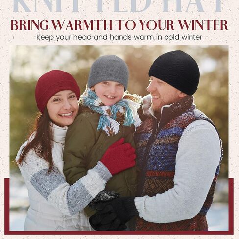 24 Pack Winter Beanies Gloves Cold Weather Unisex Hat Warm Knit Gloves Beanies in Bulk for Men Women, Warm Cozy Gift in Saudi Arabia