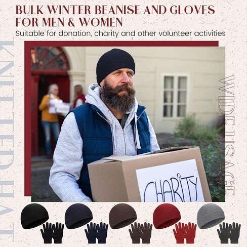 24 Pack Winter Beanies Gloves Cold Weather Unisex Hat Warm Knit Gloves Beanies in Bulk for Men Women, Warm Cozy Gift in Saudi Arabia