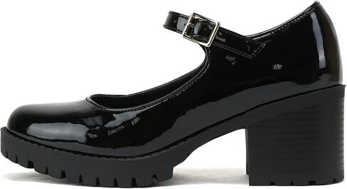 Soda “Boxer" ~ Women Mary Jane Round Toe Chunky Block Heel Lug Sole Pump with Adjustable Strap in Kuwait