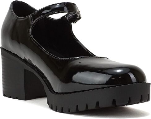 Soda “Boxer" ~ Women Mary Jane Round Toe Chunky Block Heel Lug Sole Pump with Adjustable Strap in Kuwait