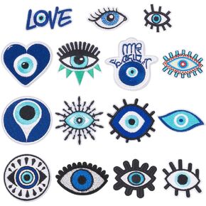 AHANDMAKER 6 Pcs Eye Beaded Patches for Clothes, 2.6x2.2 Inch Blue Evil Eye Sequined Patch Sew on Rhinestone Beaded Applique for Clothes Jackets Jeans Bags in Kuwait