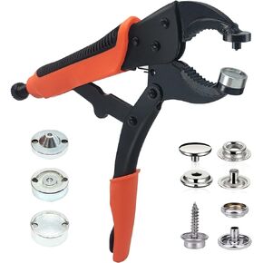 Heavy Duty Snap Fastener Tool Adjustable Snap Setter Tool Includes 40 Sets 15mm Snaps for Boat Cover, Replacing Metal Snaps, Repairing Boat Covers, Canvas, Sewing, Tarps