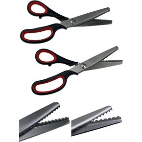 LIZARA Professional Heavy Duty Pinking Shears Scissors for Fabric | Pack of ZigZag Scissors and Scalloped Pattern Scissors | Pinking Shears for Fabric Cutting | fabric scissors | craft scissors in Saudi Arabia
