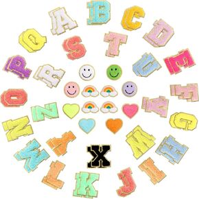 98PCS Self Adhesive Chenille Letter Patches & Number Stickers, 3 Packs A-Z Stick On Varsity Letter Patches Felt Sewing Chenille Letters Alphabet Stickers Numbers Chenille Patch for Bags Clothes Hats