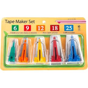 LNKA Fabric Bias Tape Maker Set of 19pcs Tools with Instruction,Size 1/4" 3/8" 1/2" 3/4" 1" 2" Quilting Pins Sewing Clips Pincushion Awl