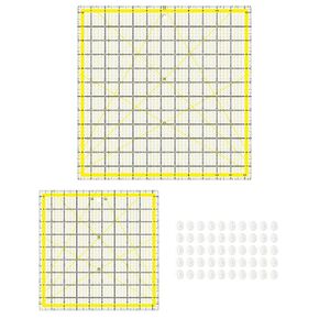BSGOGO Quilting Ruler(12.5"X12.5", 9.5"X9.5") & 50 Non Slip Rings, Square Quilting Rulers,Fabric Cutting Ruler