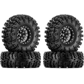 INJORA 1.3" Wheel Tires Set S5 Swamp Claw Mud Terrain Tires 70 * 27mm for 1/18 1/24 RC Crawler Car(Black Gold)