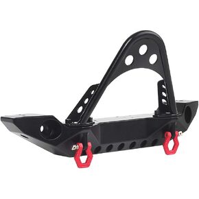 INJORA RC Front Bumper Metal Front Bumper with LED Light for 1:10 RC Crawler TRX-4 Axial SCX10 SCX10 II 90046 SCX10 III AXI03007（Black）