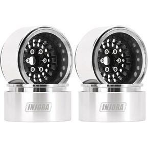 INJORA Turbine 1.9" Beadlock Wheel Rim Offset -10mm Aluminum Wheel for SCX10 Pro TRX4 VS4-10 Gen8 1/10 RC Crawler Car(Grey)