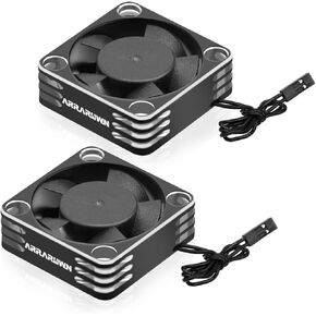 2Pack RC Car Motor Cooling Fan Heatsink 28000RPM Brushless ESC Cooling Fan for RC Car 1/8 1/10 540 550 Motor (Black+Silver)