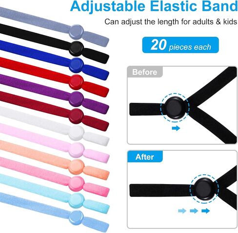 240 Pieces Mask Elastic for Face Mask Ear Loops Adjustable Buckle with Sewing Ear Hook Strap Elastic Adjustment Buckle Reducing Pressure Ear Extender Anti-Tightening DIY Making Accessories (Colorful) in Saudi Arabia
