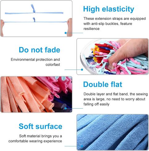 240 Pieces Mask Elastic for Face Mask Ear Loops Adjustable Buckle with Sewing Ear Hook Strap Elastic Adjustment Buckle Reducing Pressure Ear Extender Anti-Tightening DIY Making Accessories (Colorful) in Saudi Arabia