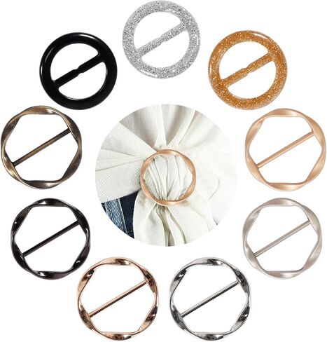 T-Shirt Clips 9 PCS, Clothes Corner Knotted Button, Fashion Alloy Pearl Rhinestone Circle Clip Buckle Round Shirt Silk Scarf in Saudi Arabia