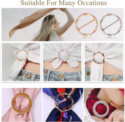 T-Shirt Clips 9 PCS, Clothes Corner Knotted Button, Fashion Alloy Pearl Rhinestone Circle Clip Buckle Round Shirt Silk Scarf in Saudi Arabia