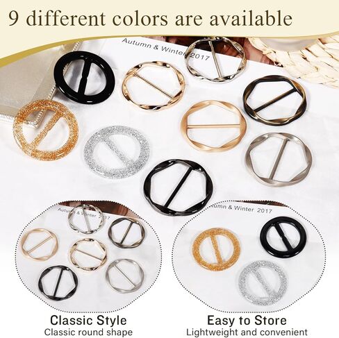 T-Shirt Clips 9 PCS, Clothes Corner Knotted Button, Fashion Alloy Pearl Rhinestone Circle Clip Buckle Round Shirt Silk Scarf in Saudi Arabia