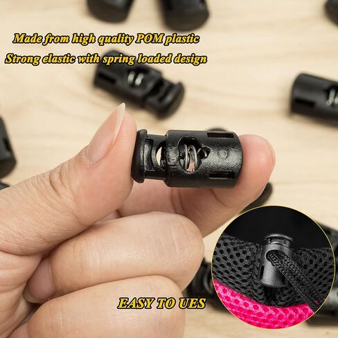 TXSN 30PCS Plastic Cord Locks Spring Stopper Fastener Toggles for Drawstrings, Paracord, Bags, Shoelaces, Clothing and Mor in Kuwait
