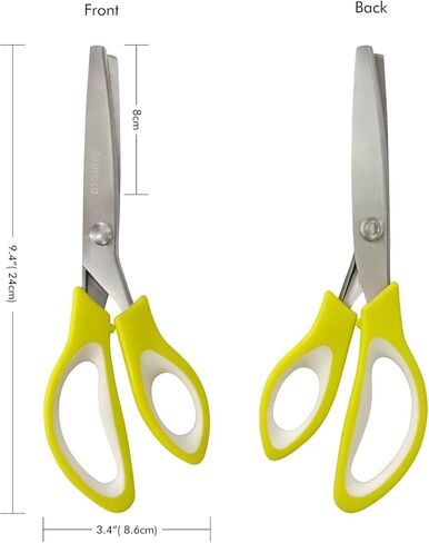 مقص بينكينغ لخياطة الاقمشة، مقص خياطة متعرج، شديد التحمل، شفرة حادة ومتينة، قص نظيف لطيف، قبضة مريحة، سهل الاستخدام، 9.5 انش in Kuwait