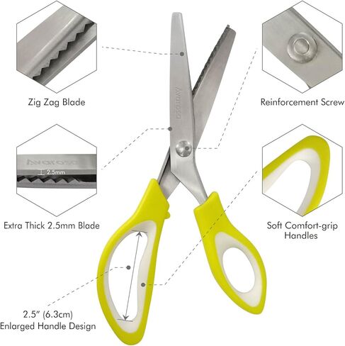 مقص بينكينغ لخياطة الاقمشة، مقص خياطة متعرج، شديد التحمل، شفرة حادة ومتينة، قص نظيف لطيف، قبضة مريحة، سهل الاستخدام، 9.5 انش in Kuwait